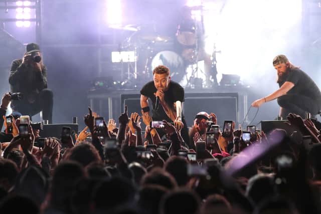 Tim McIlrath of Rise Against performs onstage at KROQ Weenie Roast 2018 at StubHub Center on May 12, 2018 in Carson, California.