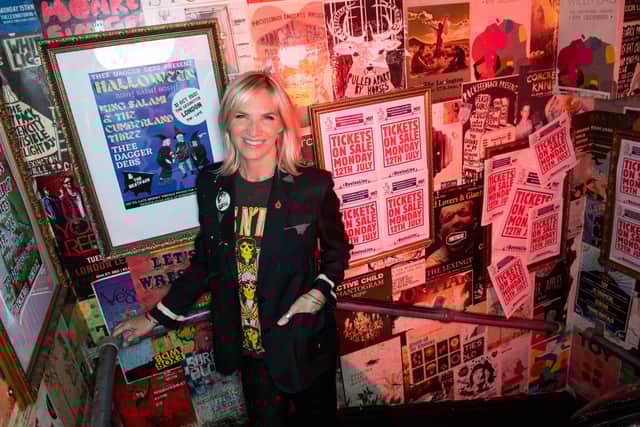 Jo Whiley posing at another iconic grassroots live music venue, The Lexington in 2021. Photo by Jeff Spicer/Getty Images for The National Lottery