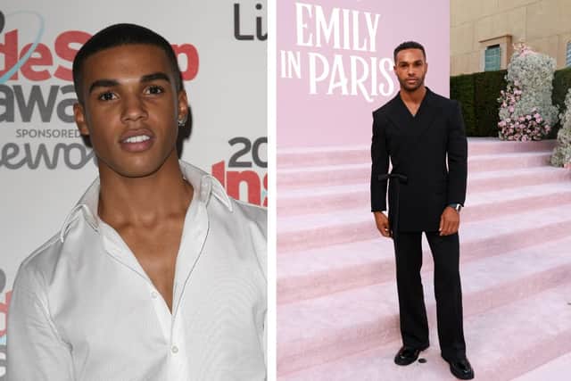Left: Lucien Laviscount pictured at the Inside Soap Awards in 2009. Right: at the Emily In Paris Season 4 Part 1 LA Premiere in 2024. Credit: Getty