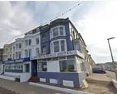 The kiosk would have been next to the Harper Beach Hotel (picture from Google)