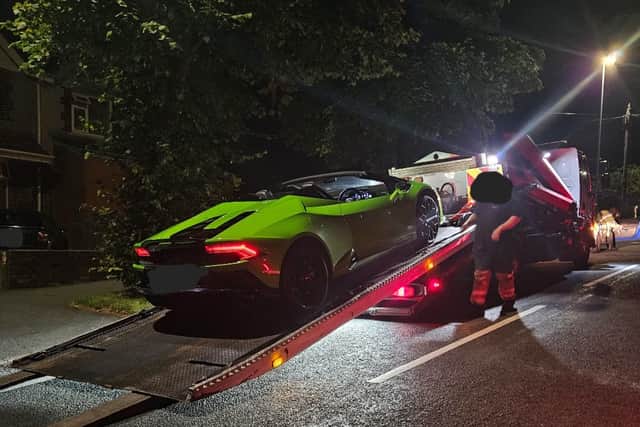 The supercar was seized by Lancashire Police after its driver was stopped for driving 'antisocially' in Halifax Road, Brierfield