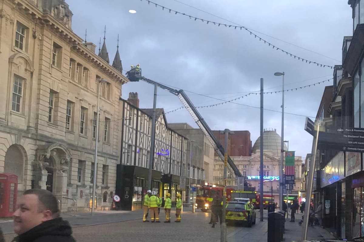 Fire Ladder Platform Fire crews deploy ladder platform after reports of youths on roofs