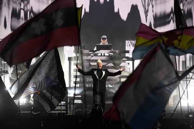 Both Neil and Chris finally make it in front of the screen for their Other Stage performance at Glastonbury 2022. Credit: AFP via Getty Images