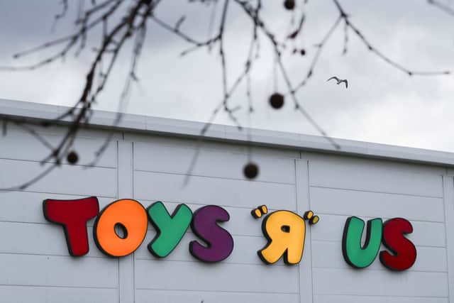 A Toys R Us store is opening inside the WHS Smith in Lytham St Annes. Pictured is the logo on a south London store in 2018. Photo by DANIEL LEAL/AFP via Getty Images