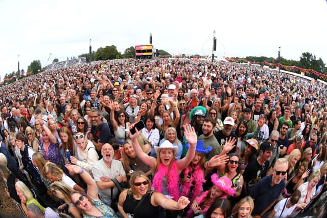 Music fans waiting to see Kim Wilde at BBC Radio 2 in the Park