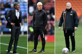 Jose Riga, Mick McCarthy and Terry McPhillips all suffered losing starts to life as Blackpool manager or head coach. (Image: Ben Hoskins, Bryn Lennon and Pete Norton/Getty Images)