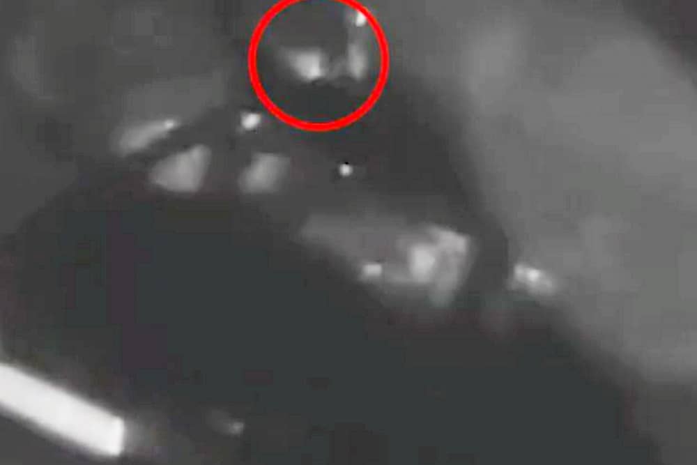 CCTV captures two men creeping up on the parked car 