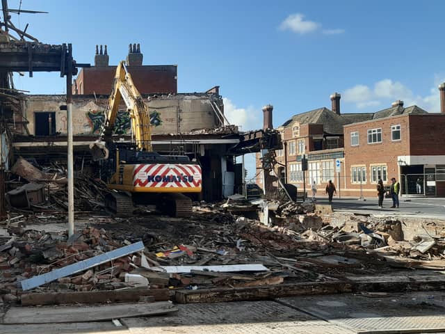Demolition of the former Hartes store in Blackpool