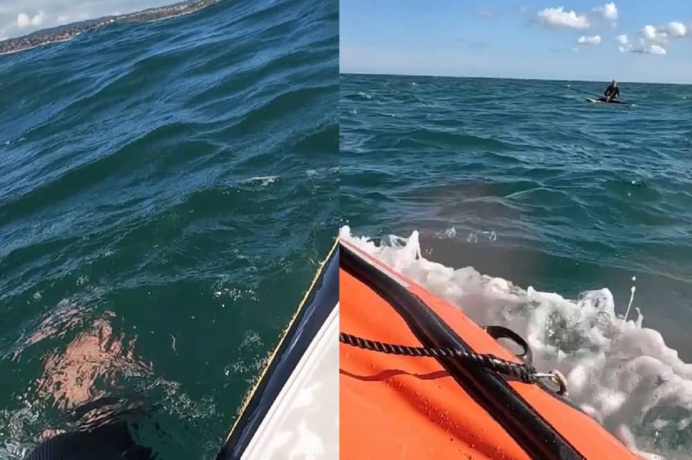 Windsurfer is rescued by RNLI after boom snapped.