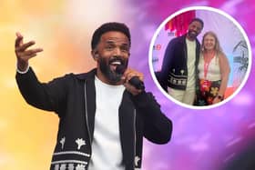 Main image: Craig David on stage. Inset: With reporter Aimee Seddon backstage.