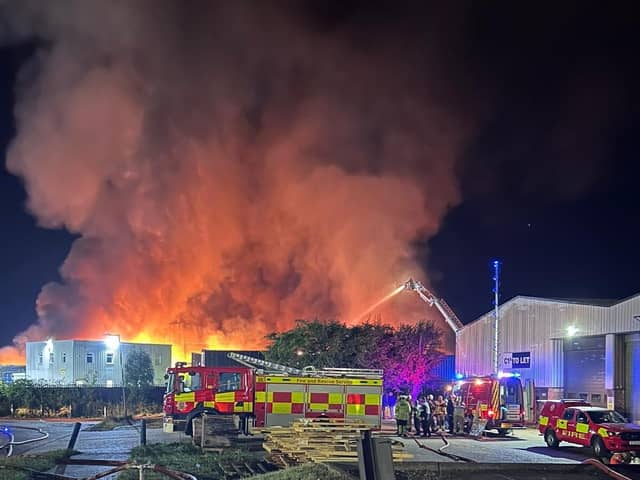 A fire at a recycling centre in Hovefields Avenue, Basildon. 