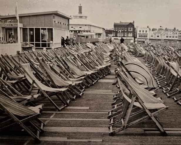 Not strictly a street seen but what a great pic of deckchairs blowing in the breeze, July 1973
