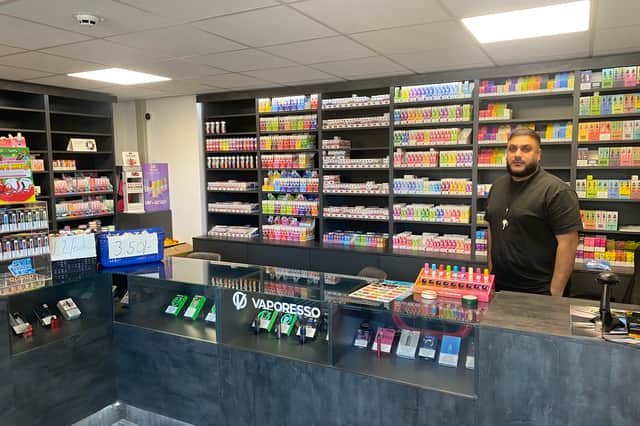 Shakil Moulvi works at the Vape Station shop in Preston bus station