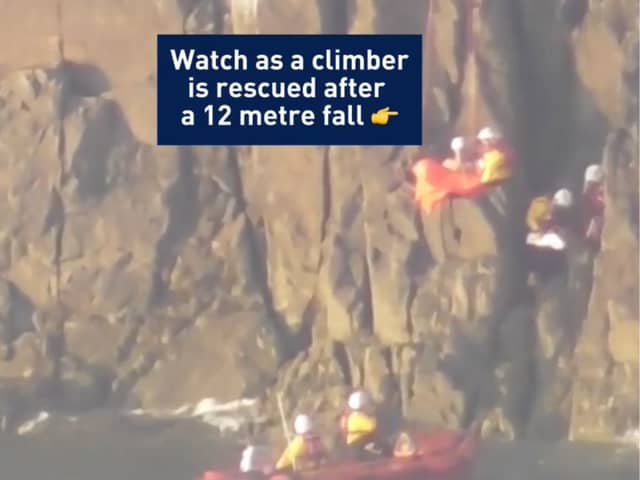 RNLI rescue climber who fell 12m off a cliff