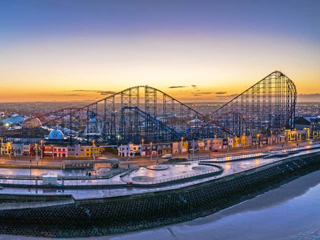 A view of Pleasure Beach Resort from the coast