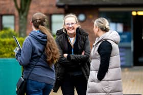 UCLan students outside one of the halls
