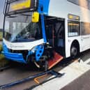 The bus crash involved three cars in Blackpool Road, Lea, Preston shortly after 9am on Monday (September 23)