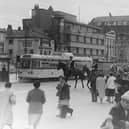 The Household Cavalry, in town for the Royal Lancashire Show, parade along  Blackpool Promenade, 1954