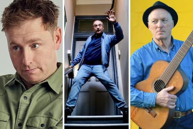 L to R: Andrew Ryan, Mark Thomas and Terence Blacker – just three of the comedians performing in Chorley in October.