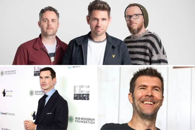 Scouting for Girls, Jimmy Carr and Rhod Gilbert are all performing in East Lancashire this month.