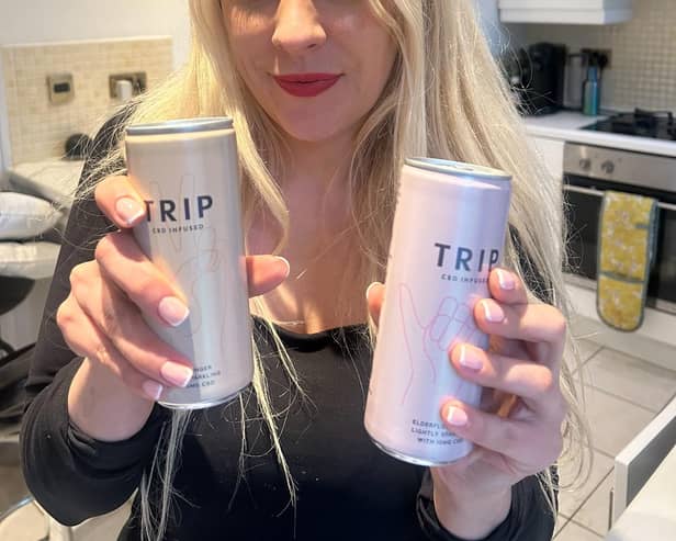 Reporter Emma Downey with some of the Trip drinks. 