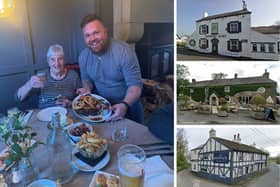 Main pic: Adam Boldy, general manager of Farmers Arms in Great Eccleston, serves some food on Tax-Free Monday. Right: some of the Seafood Pub Company pubs.