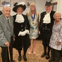 Lancashire High Sheriff  Helen Bingley OBE and Under Sheriff David Cam, with the clubs president, Tessa Corrigan, the club’s oldest member James  Jackson  and Shirley, a friend