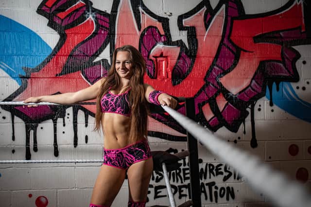 Maddy Ashford at a training session at The Lancashire Wrestling Federation in Chorley.