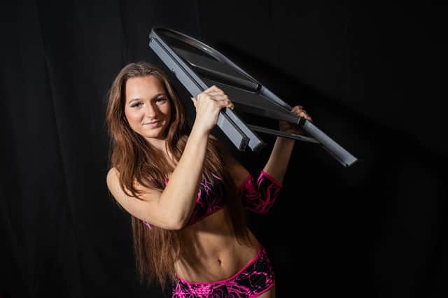 Maddy Ashford at a training session at The Lancashire Wrestling Federation in Chorley