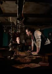Molly Winston and Adam Goldwater, actors from Blackpool Tower Dungeons in the new Halloween show 'Bathtub Bride'.