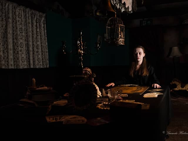 Molly Winston as Mme Mary Wade in the Bathtub Bride show at Blackpool Tower Dungeons
