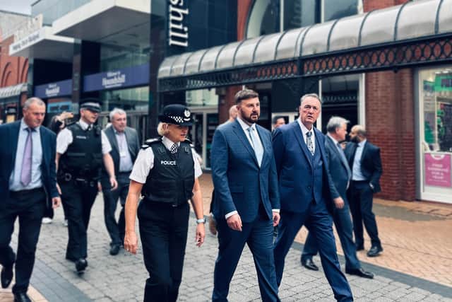 MP Chris Webb joins a policing team in the town centre