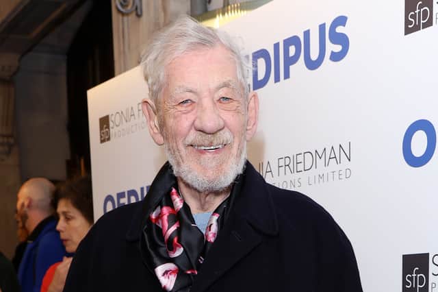 Sir Ian McKellen - pictured just yesterday at a West End theatre- went out partying on Saturday night. Credit: Getty