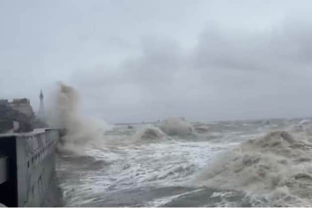 Scenes on the Promenade in Blackpool as strong winds battered the county earlier this year. (Credit: Dave Nelson)