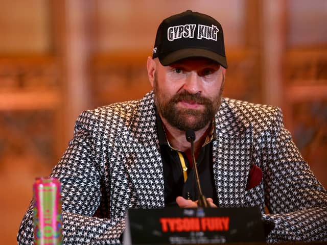 Tyson Fury during the Usyk v Fury 2 Press Conference on October 23. (Photo by Andrew Redington/Getty Images)