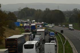 The M6 was closed a after lorry crashed through the central reservation near Preston
