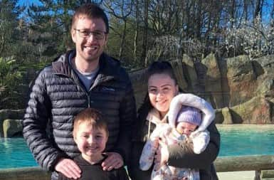 The Thorpe family outside Alder Hey Hospital in Liverpool