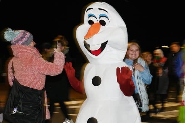 Last year's Christmas lights switch-on and lantern parade in Fleetwood,including Olaf the snowman from Frozen. Picture: Photo:Michelle Adamson