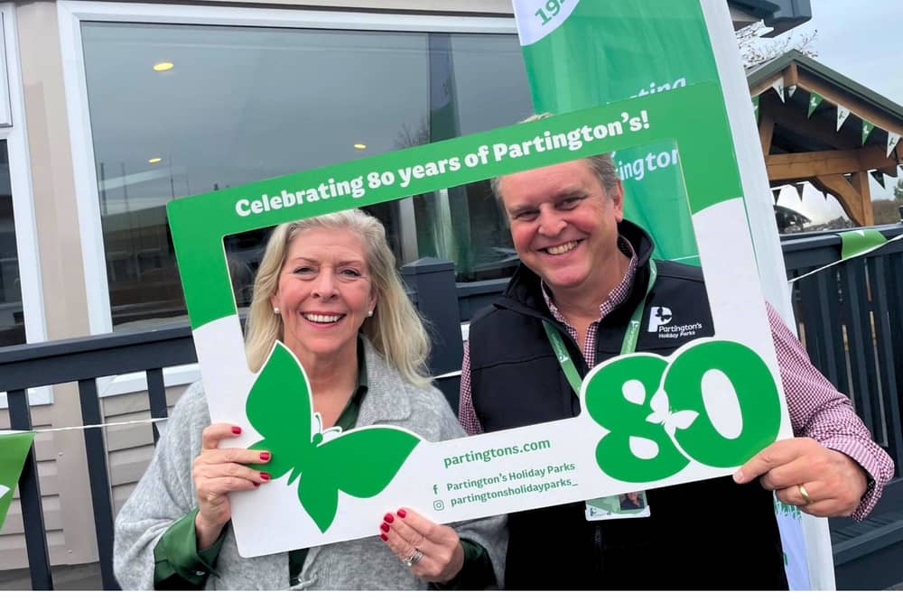 CEO's Andrea Challis and Rob Kearsley celebrate 80 years of Partington's Holiday Parks