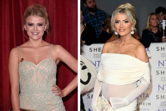 Blackpool actress Lucy Fallon in 2015 (left) and 2024 (right). Credit: Getty