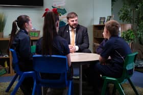 Blackpool South MP Chris Webb meeting pupils from Armfield Academy