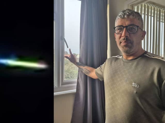 John Nicholls films 'UFO' from his bedroom window.