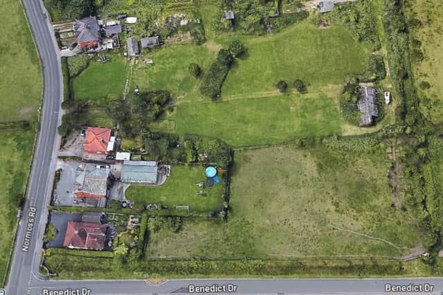 The proposed grassland off Normoss Road and Benedict Drive where nine affordable bungalows hope to be built.