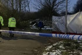 The baby’s remains were discovered by a woman walking her dog near Ashtons Field, close to the M61 in Little Hulton, Salford, on Wednesday