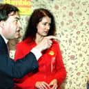 John Prescott, arguing with heckler Terry Barcock , during a pre-election visit to the Cutty Sark pub at Fleetwood. Looking on is Blackpool North and Fleetwood MP Joan Humble