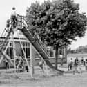 The park with one of those high 1970s style slides! 