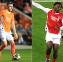 Sonny Carey (L) and Esapa Osong (R) will play no part in the EFL League One game between Blackpool and Rotherham United. (Image: Jess Hornby and George Wood/Getty Images)