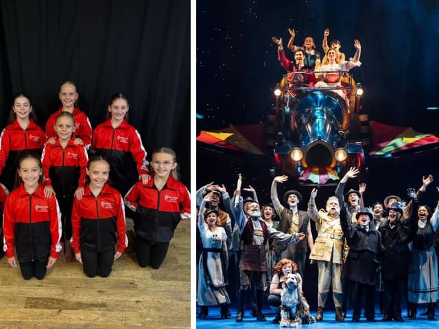 Eight girls - Left to Right Back row Rosie Wright, Lexie-Kate Wilson, Harper Hughes, Middle - Ruby Coulter, Sophia Billington, Lola WebbFront - Abigail Hardwick, Chelsea Keightly - from Barbara Jackson Theatre Arts Centre have joined the cast of Chitty Chitty Bang Bang when it comes to Blackpool.