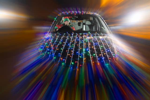 Ste Buck of Leyland with his amazing Christmas car
