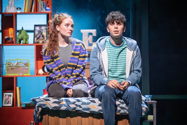 A scene from Dear Evan Hansen starring Lauren Conroy (Zoe Murphy) and Sonny Monaghan (Evan Hansen). Photo Marc Brenner